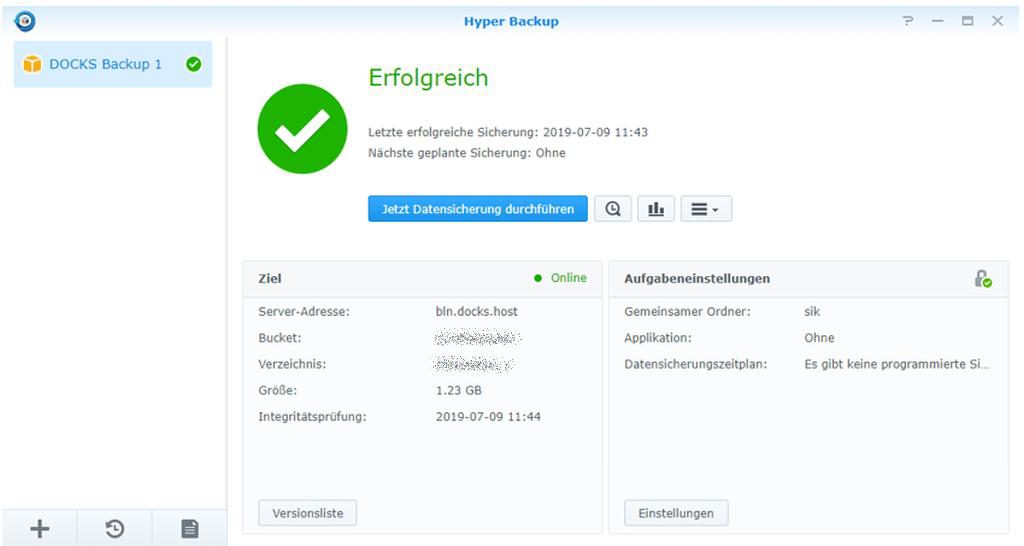 Synology - erfolgreiches Backup